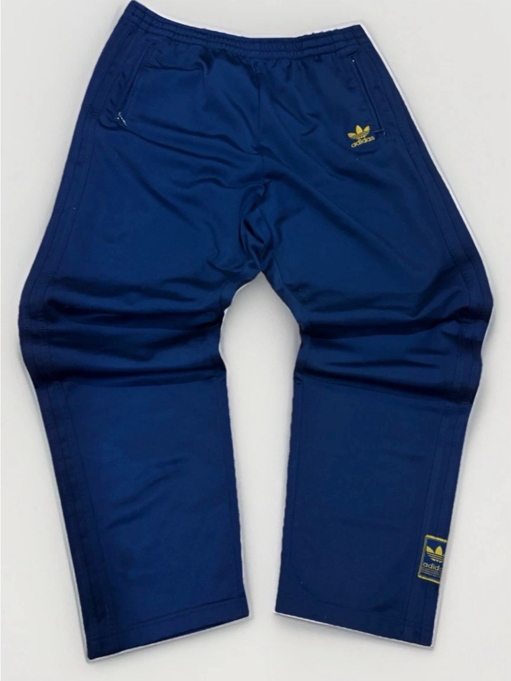 Vintage Adidas Tear Away Track Pants Size Medium Blue 90s Y2K Baggy Buttons